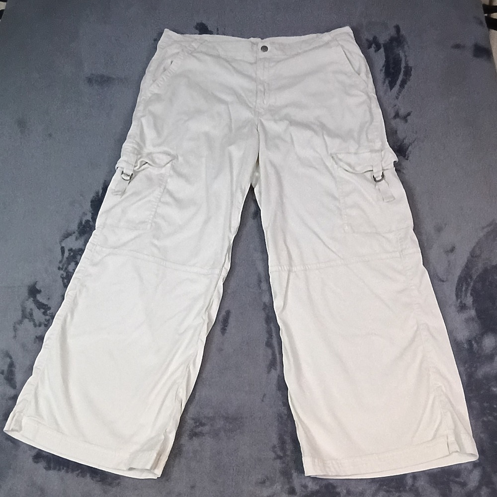 American Eagle Super High-Rise Baggy Wide Leg Cargo Pants White Women 18 Short